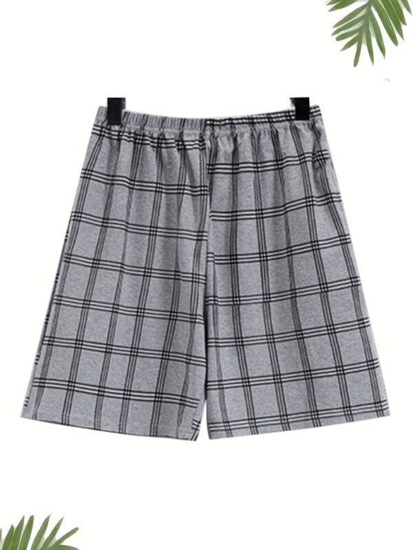 New European And American Spring, Summer, And Autumn Men'S Pajama Set with Short Sleeves, Shorts, And Long Pants, Including 1 Shirt And 2 Pants for Home Wear - Image 3