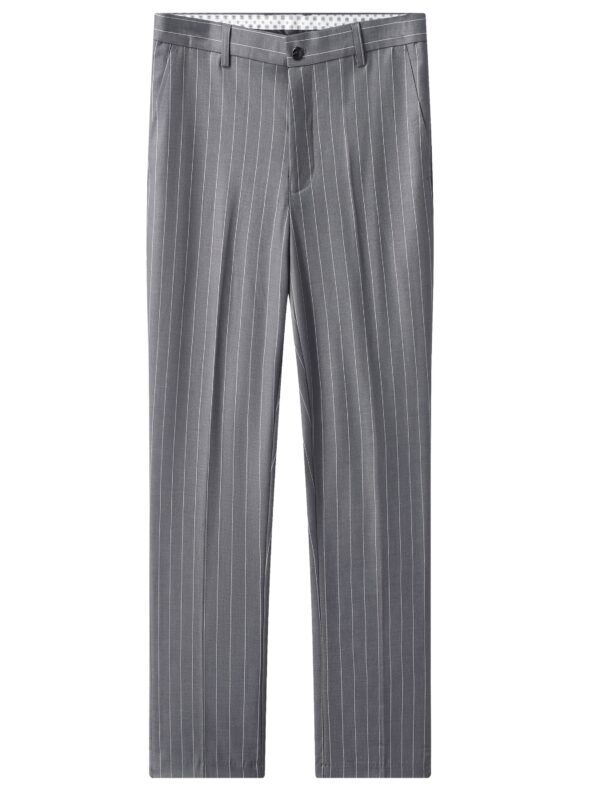 Latest Men'S Suit Striped Double-Breasted Suit Spring/ Summer/ Autumn Thin Two-Piece Set with Frill Collar Striped Style Four Buttons Suit Business And Casual Dress Collar Necklace Decoration Slimming Dress Casual Suit White Suit - Image 10