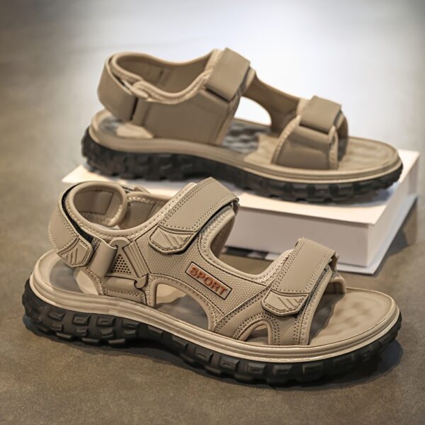 Men's Solid Color Open Toe Breathable Sandals, Comfy Non Slip Casual Durable Beach Water Shoes For Men's Outdoor Activities - Image 3
