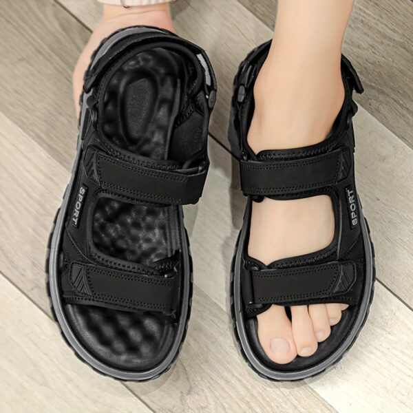 Men's Solid Color Open Toe Breathable Sandals, Comfy Non Slip Casual Durable Beach Water Shoes For Men's Outdoor Activities - Image 6