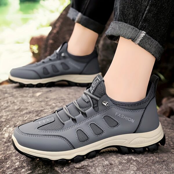 Men's New Season Running Footwear - Casual Athletic Sneakers, Brown with White Accents, Comfortable Soft Sole - Image 2