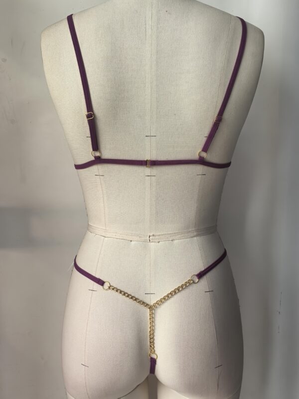 Mesh Heart Pattern Spaghetti Straps Lingerie Set, Intimates Bra & Thong, Women's Sexy Lingerie & Underwear - Image 7