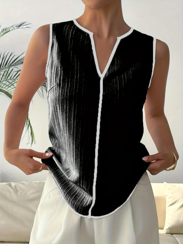 Raffinéa Women'S Sleeveless V-Neck Blouse with Black Trim - Elegant White Polyester Shirt for Summer, Chic Collar Design, Perfect for Casual or Dressy Outfits, Ladies Blouses - Image 20
