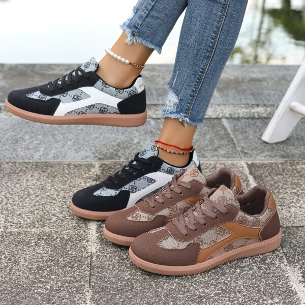 Women's Floral Print Casual Sneakers - Breathable, Stylish & Comfortable with Cushioned Insole Support, Lace-Up Design, and Durable TPR Sole for All-Day Wear