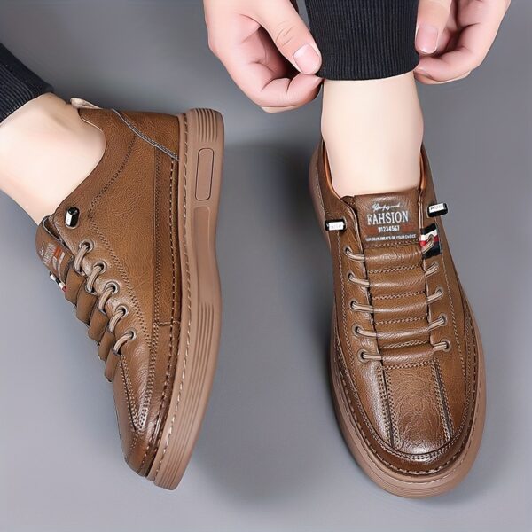 Men's Retro Brown Sneakers - Soft, Non-Slip Thick Sole, Lace-Up Casual Running Shoes for All Seasons, Hiking & Casual Attire - Image 8