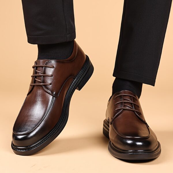 Men'S Classic Derby Shoes - Rich Solid Color, High-Quality Microfiber Upper, Non-Slip Rubber Sole - Secure Laces, Breathable And Stylish Dress Shoes