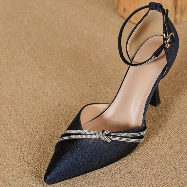 Women's Rhinestone Decor Stiletto Heels, Fashion Pointed Toe Dress Pumps, Stylish Buckle Strap Heels - Image 6