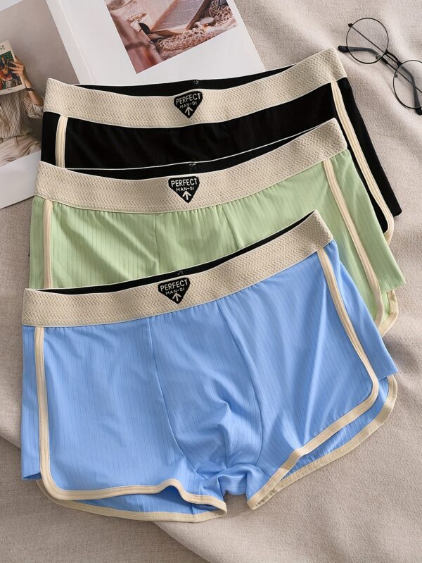 3pcs Men's Boxer Briefs - Breathable Mid-Rise Underwear with Elastic Waistband, Soft Stretch Polyester-Spandex Blend, Non-See-Through Knit Fabric, Solid Colors (Light Blue/Beige/White/Light Khaki) - Machine Washable, Everyday Comfort, Minimalist Design, Durable Construction, High Elasticity - Image 2