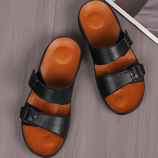 Men's Solid Color Open Toe Breathable Slippers, Comfy Non Slip Casual Durable Walking Shoes, Men's Summer Footwear - Image 6