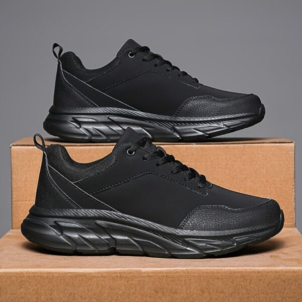 Black Sneakers for Spring and Autumn - Versatile for Running, Travel & Work | Casual Lace-Up Shoes with Comfortable EVA Sole | Sizes 7-13 - Image 7