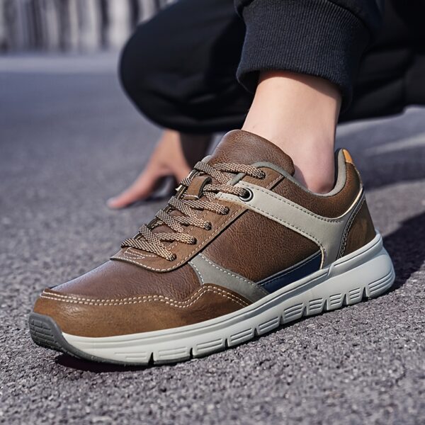 Men'S Plus Size Classic Color Block Casual Sneakers - Lightweight Low-Top Walking Shoes with MD Rubber Sole, EVA Cushion & Breathable Fabric Lining for All-Season Outdoor, Streetwear & Daily Wear, Outdoor Sneakers, Stylish Contrast Design, Comfortable Fit Shoes - Image 6