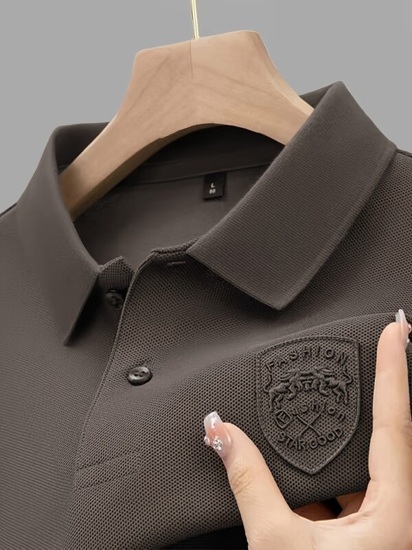 Men'S Business Polo Shirt, Casual Style, Embroidered, Slight Stretch Fabric, Regular Fit, All-Season Wear, Golf Jersey, T-Shir - Image 4
