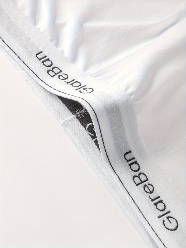 10pcs Men'S Mid-Long White Boxer Briefs - Comfortable Polyester Underwear for Casual Wear, Smooth Texture, Elastic Waistband with Logo, Briefs Pantie - Image 6