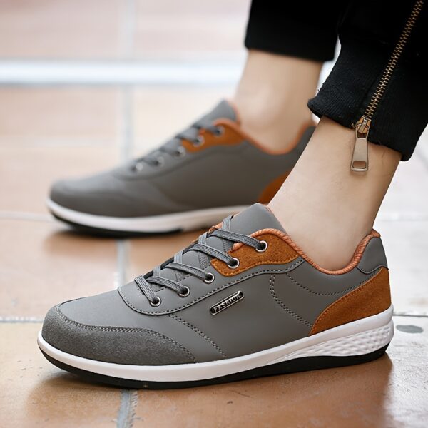 FAYWELLME Unisex Breathable Running Shoes - Lightweight Synthetic Synthetic Leather Sneakers with Cushioned MD Sole, Grey & Brown Accents, All-Season Comfort for Men & Women, Comfy Shoes, Casual Footwear, Stylish Contrast Accents, Comfortable Insole - Image 11