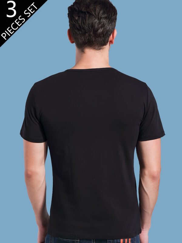 Three Men'S Short-Sleeve Solid Color T-Shirts in Black And White, Lightweight, Breathable, Comfortable for Sports And Casual Wear, Featuring a Round Neck And a Simple, Stylish Design. - Image 5