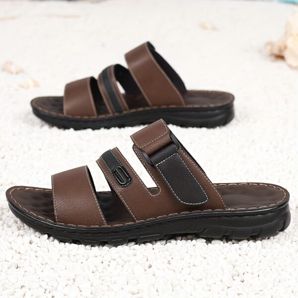 2025 New Men'S Double Buckle Sandals - Color Block Non-Slip Outdoor Casual Shoes, Men'S Hard Sole Beach Shoes, Breathable and Durable Bathroom Slippers, Calm Style Sport Sandals - Image 7