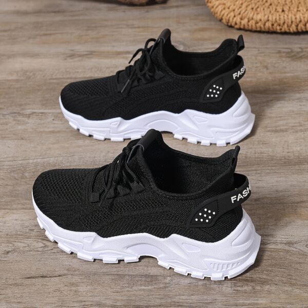 SIGUJK Women's Breathable Knit Sneakers - Lightweight Casual Walking Shoes with Cushioned PU Sole, White Low-Top Lace-Up Design for All-Season Outdoor Comfort, Shoes Sneakers, Sleek Sporty Design, Microfiber Construction, Everyday Footwear, Durable Footwear, Daily Commuters - Image 21