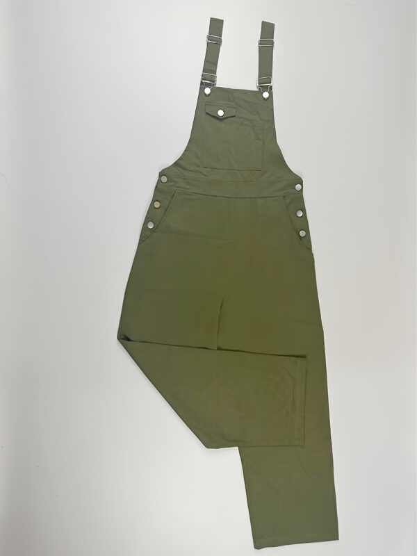 Women'S Casual Green Overalls with Multiple Pockets - Strappy Back, High-Waisted Jumpsuit for Spring/Summer/Fall, Versatile & Stylish, Versatile Clothing | Playful Design | Polyester Fabri - Image 3