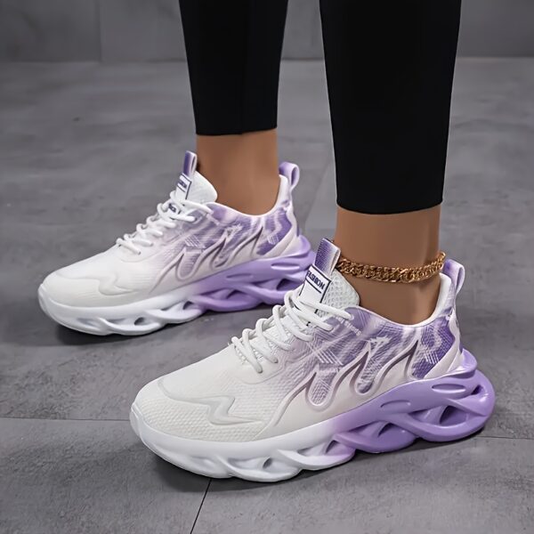 Women's Breathable Mesh Running Shoes - Gradient Pink & White Sporty Sneakers with Cushioned Phylon Sole, Comfortable Low-Top Design for Gym, Jogging, Travel & Casual Wear, Sleek Shoe Design, Cushioned Support - Image 4