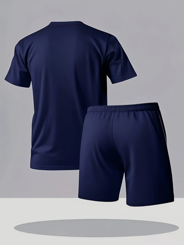 Men'S Summer 2pcs Set, Short Sleeve Crew Neck T-Shirt and Elastic Waist Shorts, Suitable for Casual Daily Wear - Image 6