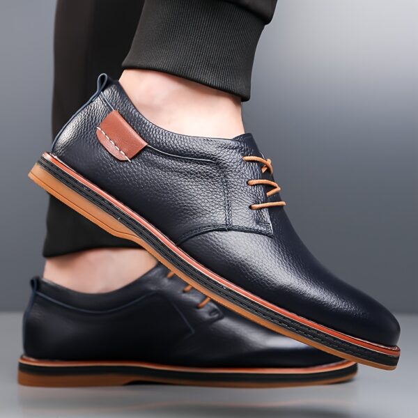 Men'S Genuine Cow Faux Leather Dress Shoes - Sleek Lace-Up Business Casual Footwear with Non-Slip Rubber Sole, Available in Navy Blue, Black, Olive Green, and Brown, All-Season Comfort, Faux Leather Lining, Perfect for Work, Parties, and Casual Attire, Versatile Dress Shoes | Sleek Shoe Design | Shoes - Image 11