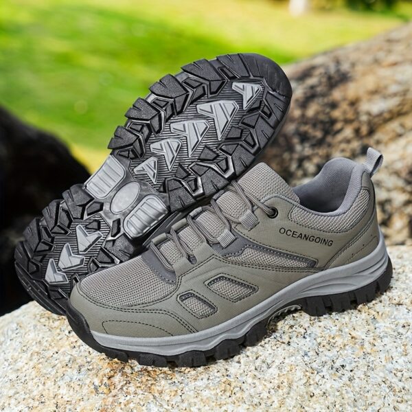Men's All-Season Breathable Non-Slip Hiking Shoes, Comfortable Low-Top Lace-Up Sneakers with Rugged Tread for Outdoor & Casual Wear, Black, Sizes 7-14 - Image 7