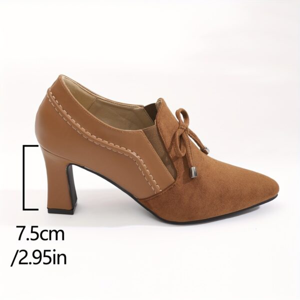Women's Sexy Mary Jane High Heels with Bow Detail - Pointed Toe Block Heel, Lightweight Synthetic Cover & Cover Upper, All-Season Comfort for Casual & Formal Occasions, Elegant Shoe Design, Durable TPU Sole - Image 5