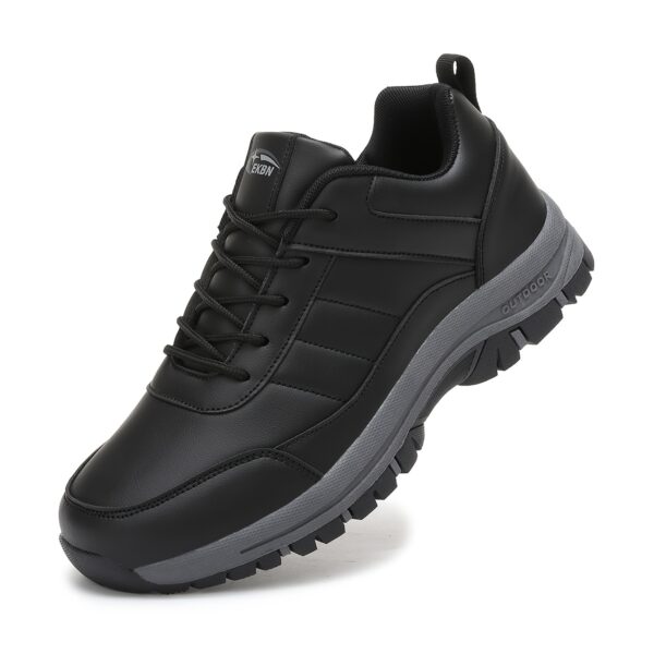 Men's Low-Top All-Season Hiking Sneakers, Black with Gray Accents, Non-Slip Durable Outdoor Sneakers for Men, Lightweight & Breathable for Hiking, Camping, and Casual Wear