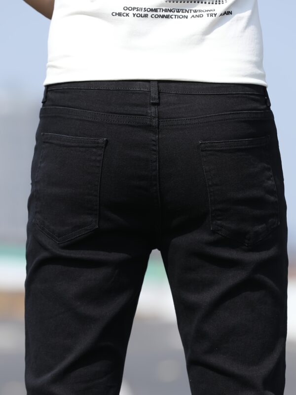 2025 New Men's Slim Fit Stretch Denim Jeans - Mid-Stretch Water-Washed Black Casual Pants with Built-In Zipper, All-Season Comfort & Hand Wash Care, Casual Wear Jeans | Slim Fit Jeans | Durable Fabric - Image 2