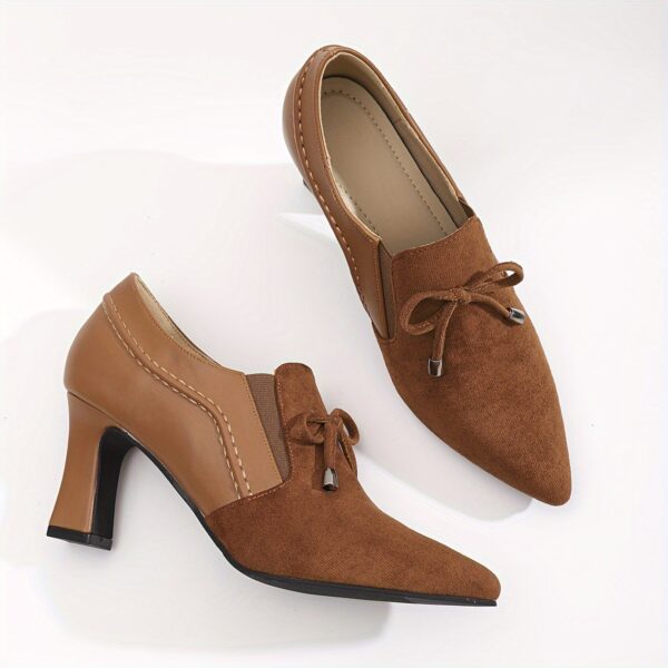 Women's Sexy Mary Jane High Heels with Bow Detail - Pointed Toe Block Heel, Lightweight Synthetic Cover & Cover Upper, All-Season Comfort for Casual & Formal Occasions, Elegant Shoe Design, Durable TPU Sole - Image 8