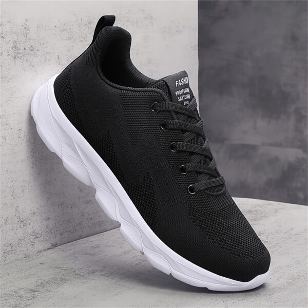 Men'S Sports Casual Minimalist Low Top Lace-Up Running Shoes, Breathable Soft Sole, Solid Color, Round Toe, EVA Sole, Fabric Upper and Inner, for Daily Casual Outdoor Wear - Image 2