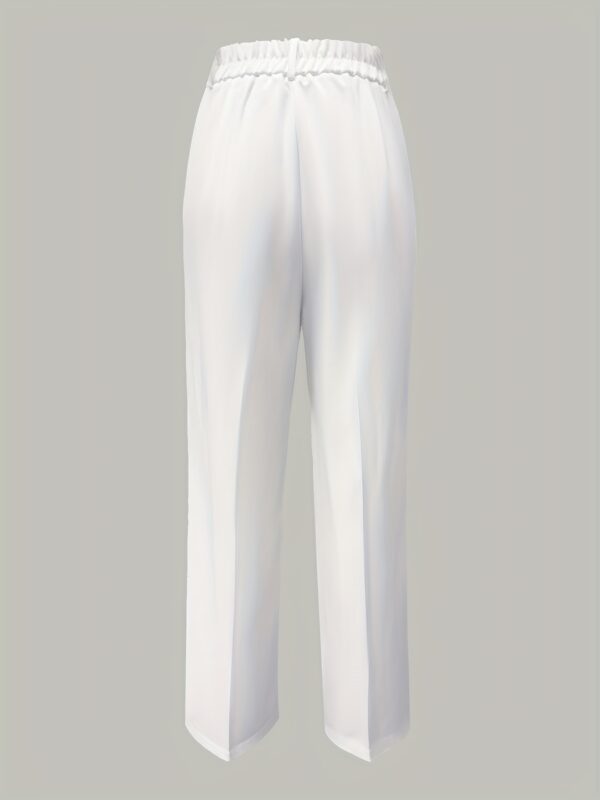 Elegant Women'S White Wide-Leg Pants - Straight Fit, Button Closure, Stylish High-Waist Trousers for Spring & Fall, Stylish Adult Clothing|Sophisticated Style|Straight Fit Pants - Image 17