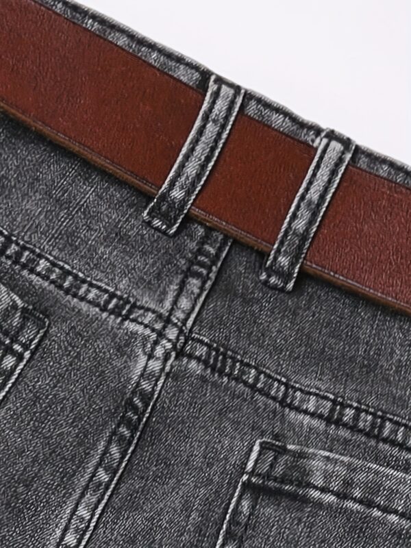 Men's Slim Fit Grey Jeans - Cotton Blend, Machine Washable, All-Season Denim Pants for Teens - Image 4