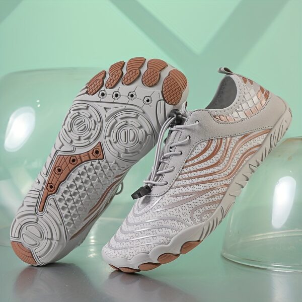 Women'S Lightweight, Breathable Striped Fabric Sneakers - Quick-Dry, All-Season Indoor/Outdoor Sports Shoes with Rubber Base and Fabric Insole for Running, Hiking, and Cycling, Casual Athletic Shoes | Stylish Athletic Shoes | Durable Athletic Shoes - Image 8