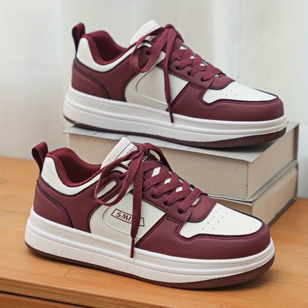 Vintage Style Casual Sports Sneakers for Men and Women - Comfortable Lightweight Road Running Shoes with Stability Pronation, Graphic Pattern All-Season Lace-Up Trainers, PU Upper & EVA Sole - Image 4