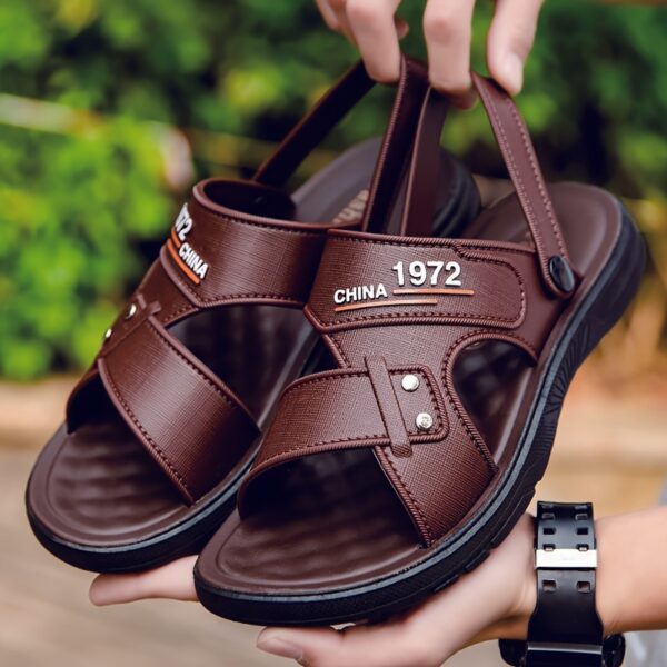Men's Vintage Retro Style Open Toe Breathable Sandals, Comfy Non Slip Casual Durable Summer Walking Shoes, Men's Footwear - Image 4