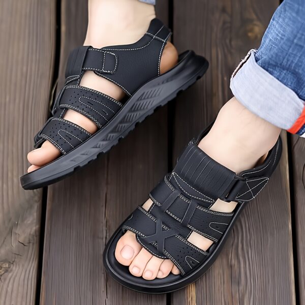 summer 2025 Men's lightweight Genuine Leather sports sandals with adjustable buckle straps, featuring exquisite Genuine Leather uppers and anti-slip durable soles. Available in 3 colors for all-day comfort and breathability, suitable for daily wear and outdoor commuting. Offers a full range of sizes (9 options) to fit various foot types, including water-friendly designs at an excellent value - Image 10