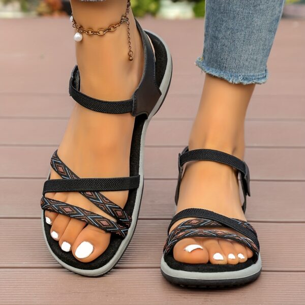 Women's Summer Breathable Lightweight Adjustable Straps Open-Toe Sandals with Soft TPR Sole & Ankle Bracelet - Casual Sporty Beach Shoes for Walking, Errands, Outings, Summer Footwear, Decorative Braided Detail, Cushioned Comfort Insole - Image 15