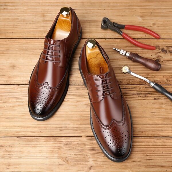JIT2025 Men'S Versatile Dress Shoes - Black Brogue Oxford with Lace-Up Closure, Rubber Sole, and Faux Insole for Business, Weddings, and Formal Events, Formal Footwear | Elegant Footwear | Durable Footwear - Image 11