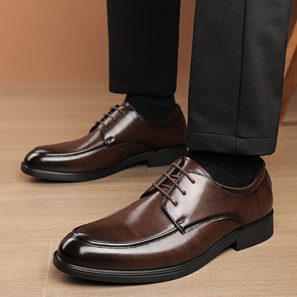 Business Formal Classic English Style Oxford Shoes, Pointed Brown Lace-up Derby Shoes, Suitable for Weddings, Parties or Black Tie Occasions 23678 - Image 5