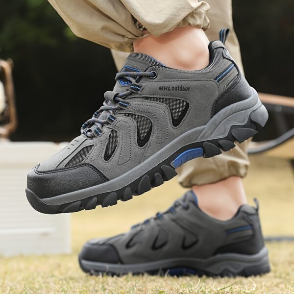 Men's Outdoor Hiking & Running Shoes - Breathable Low-Top Trekking Shoes with Non-Slip PVC Sole, All-Season Lightweight Design for Trail Running, Camping & Urban Adventures - Black, Hiking Gear, Adventure Footwear, Sporty Style, Durable Construction, Versatile Footwear, Fitness Lovers - Image 9