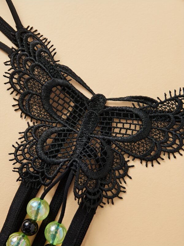 Butterfly Lace Thongs, Luminous Beaded Low Waist Intimates Panties, Women's Sexy Lingerie & Underwear - Image 4