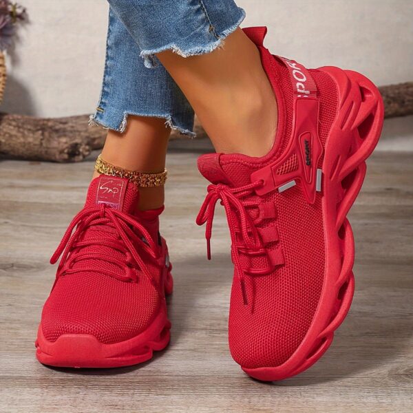Valentine'S Day Women'S Solid Color Mesh Lace-Up Casual Sports Shoes, Breathable Low-Top Outdoor Running Shoes, Suitable for Gym Workouts. - Image 5