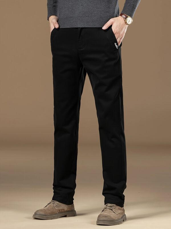 Men's Premium Cotton Straight Leg Pants - Soft, Breathable Beige Trousers for Business and Casual Wear, Classic Relaxed Fit with Button Closure - Image 6