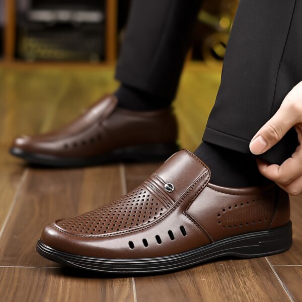 Plus Size Men's Classic Solid Colour Slip On Loafer Shoes, Comfy Non Slip Casual Durable Dress Shoes, Men's Footwear - Image 8
