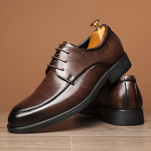 Business Formal Classic English Style Oxford Shoes, Pointed Brown Lace-up Derby Shoes, Suitable for Weddings, Parties or Black Tie Occasions 23678 - Image 4