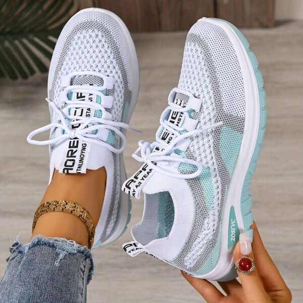 Women'S Lightweight Breathable White Sneakers - Comfortable Low-Top Lace-Up Walking Shoes with Non-Slip PVC Sole, Ideal for Travel, Shopping, and Casual Wear, Casual Footwear | Stylish Laceup Shoes | Comfortable Footwear - Image 7