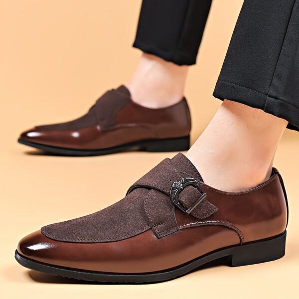 Men's Classic Black Dress Shoes - British Style Pointed Toe, Faux with Rubber Sole, Versatile for Business or Casual Wear - Image 7
