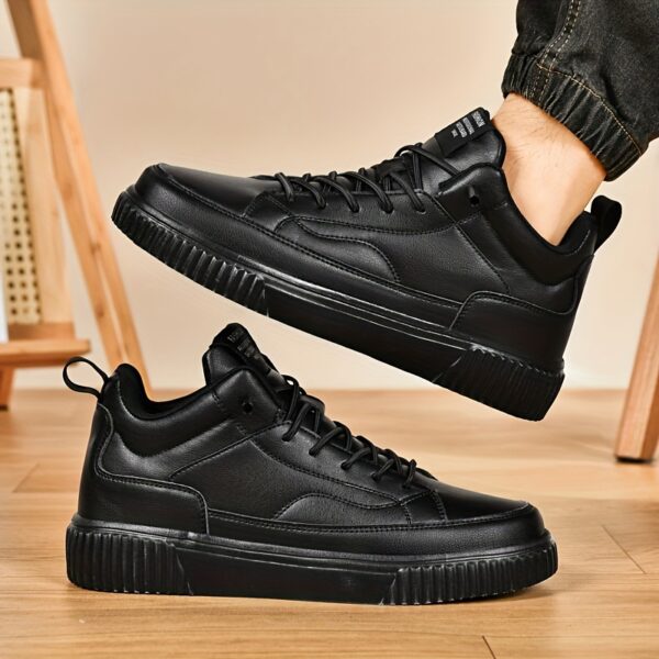 Men's Trendy Solid High Top Skate Shoes, Comfy Non Slip Casual Lace Up Sneakers For Men's Outdoor Activities - Image 6