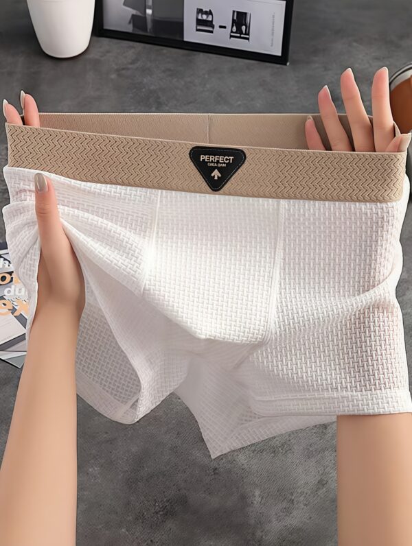 4pcs solid boxer briefs. Men's fashion, ice Silky clothing, boxer shorts for daily and casual wear - Image 4